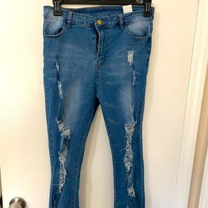 High wasted distressed jeggings